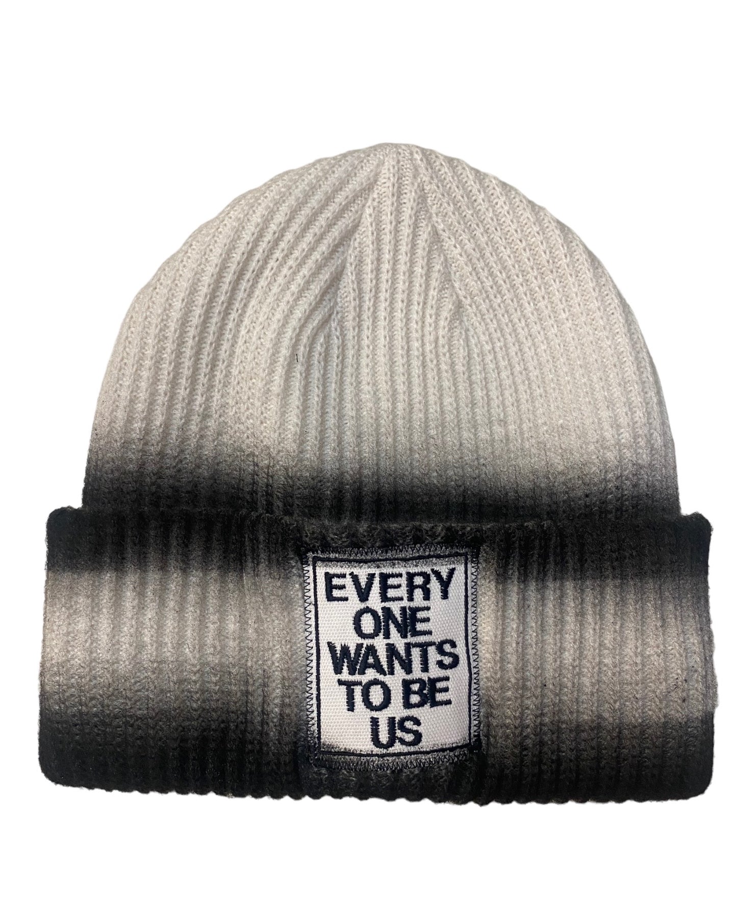 "EVERYONE WANTS TO BE US” Street Style Andrea Knit Beanie Spray Painted